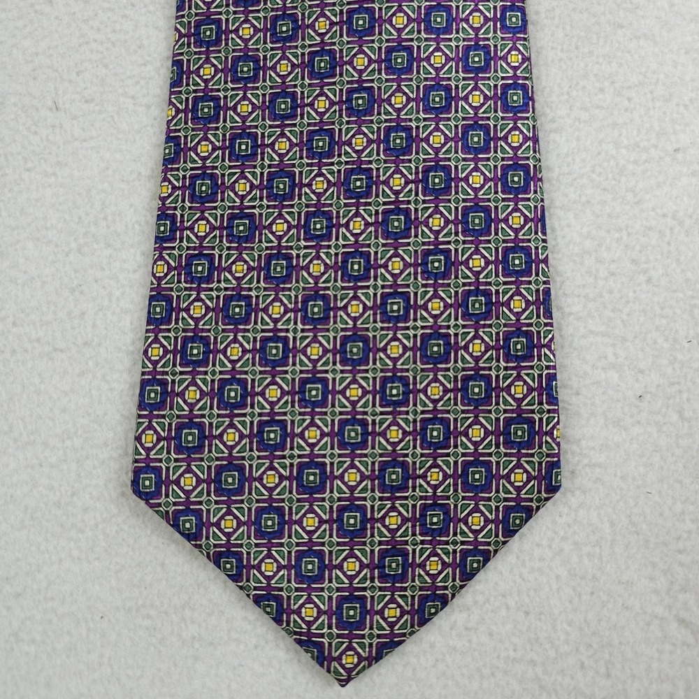 Polo Ralph Lauren Silk Tie‎ Purple Geometric Pattern Mens Necktie